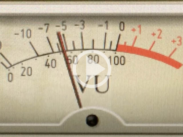 close-up image of a VU meter